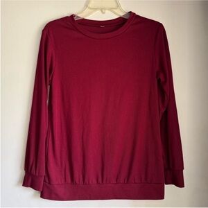 Women's Burgundy Long Sleeve Crew Neck Top